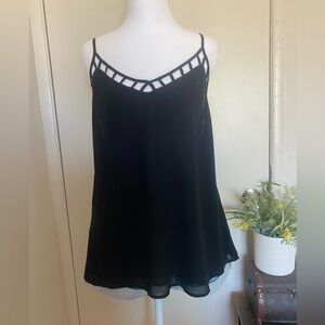 Chic Black Women's‎ Camisole with Lattice Neckline